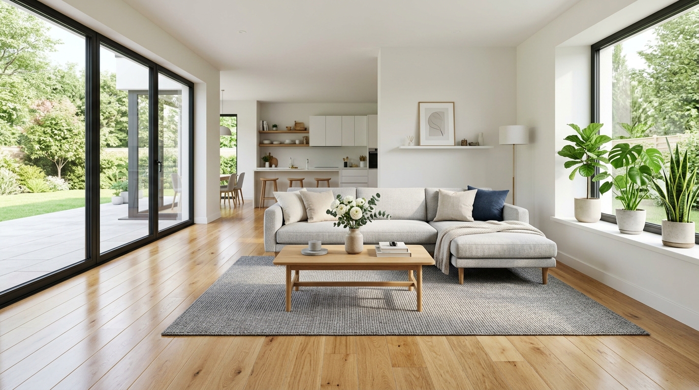 Vacuumed and mopped living area ready for final inspection
