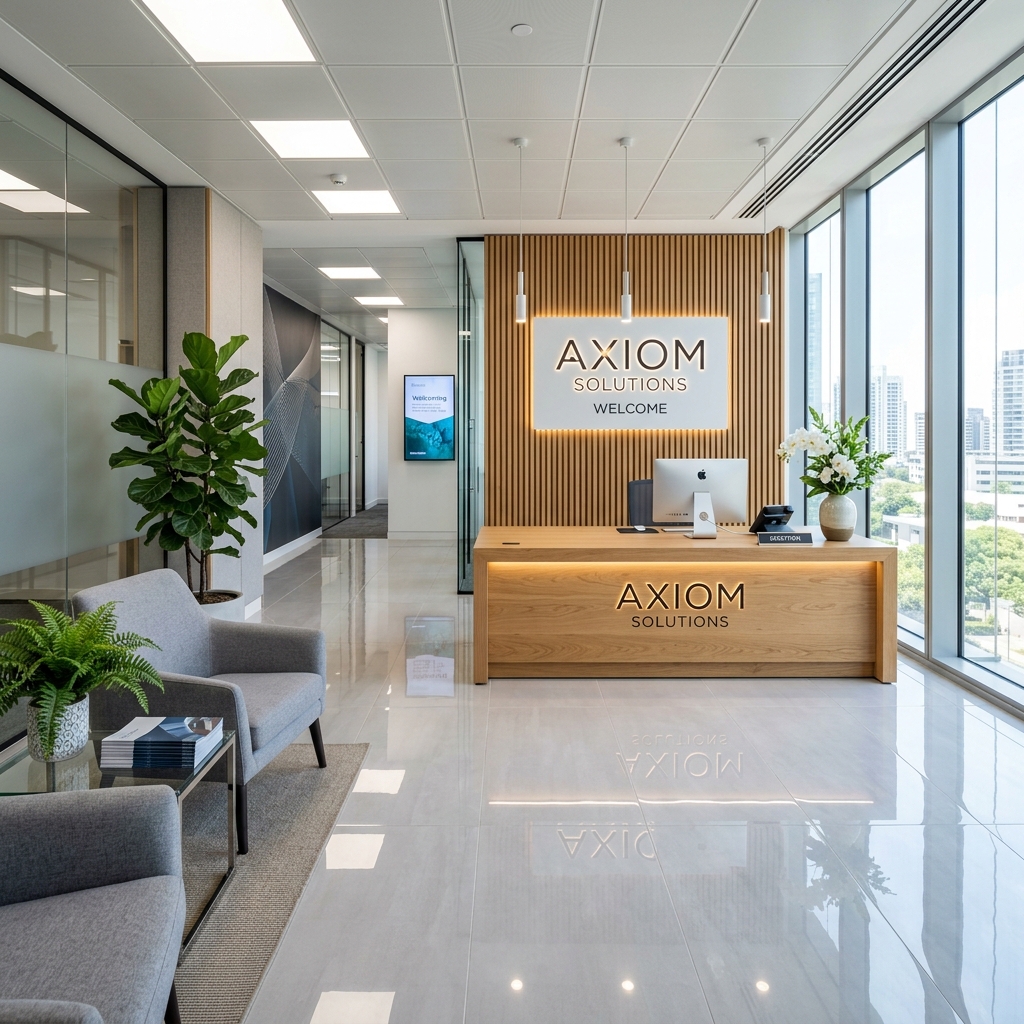 Clean corporate office reception area