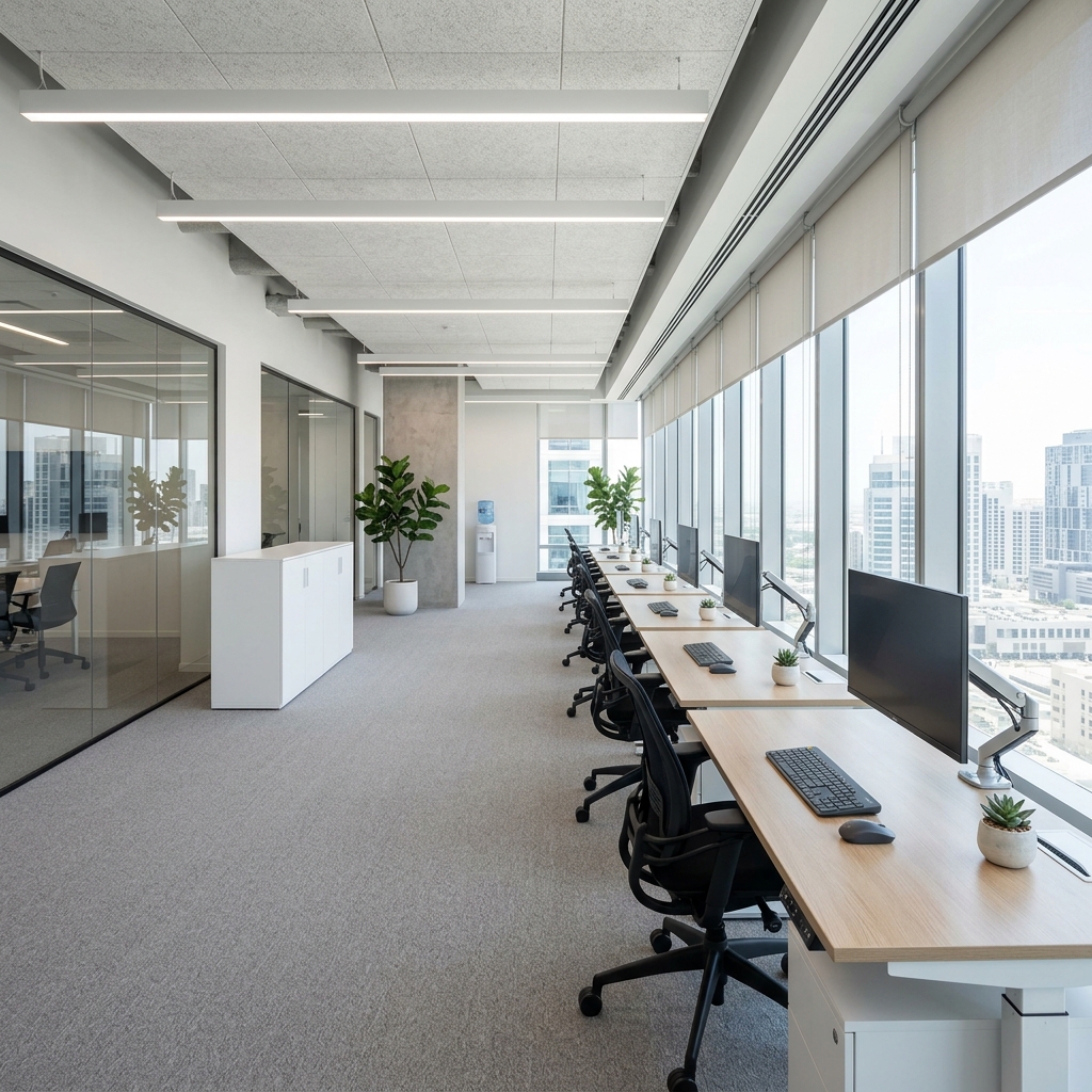 Pristine modern corporate office workstations