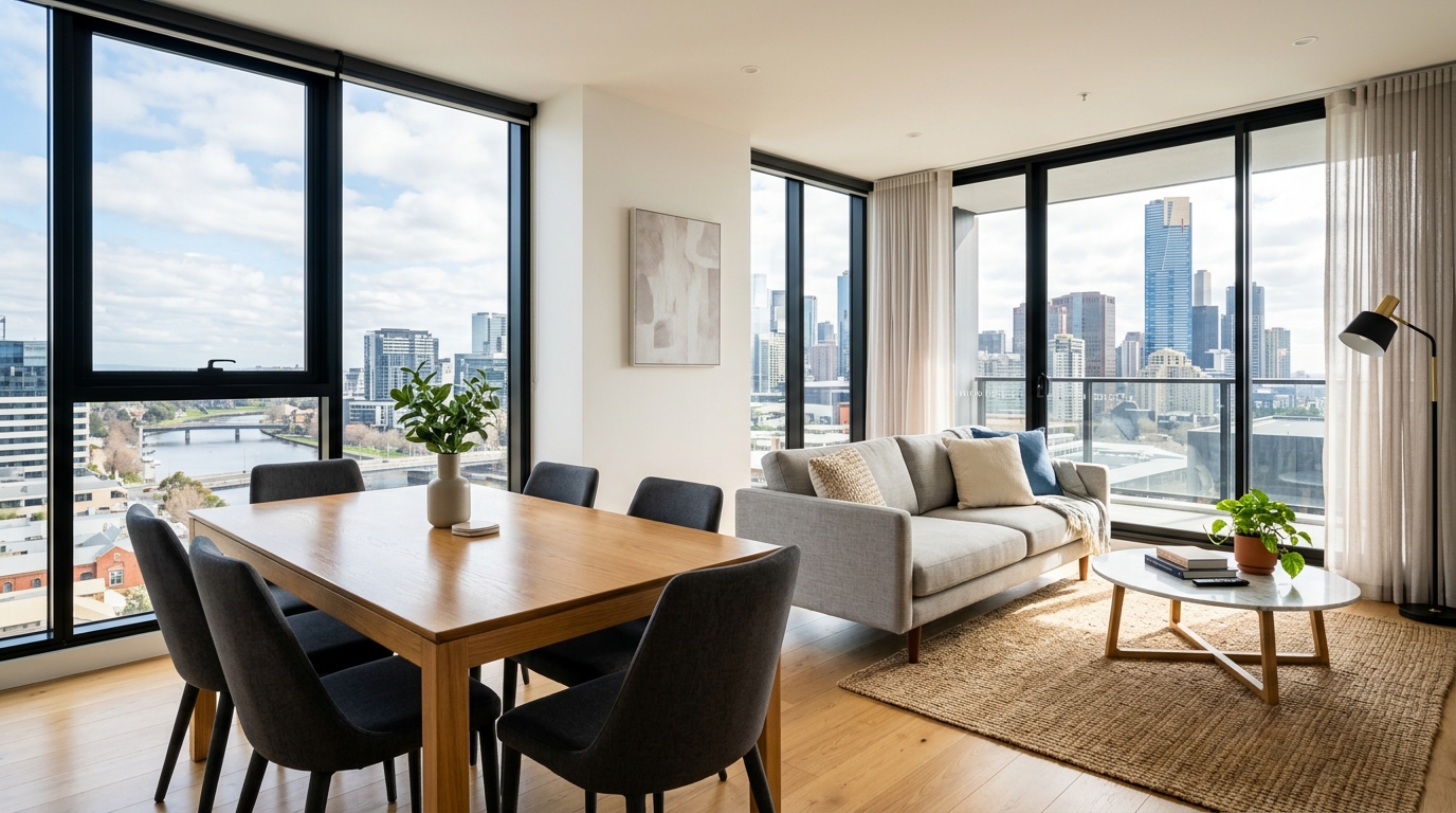 Immaculate apartment dining and living area reset clean